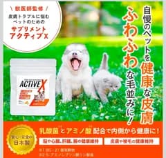 2袋セット（120錠）【活動的なわんにゃんライフをサポート】 ペットフード　サプリ　犬　猫　健康　ドッグフード　動物　皮膚　毛ANIDERM アクティブX 犬 猫 5-ALA エイジングケア サプリメント 抗酸化 ピクノジェノール 国産 獣医師監修