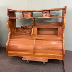 ♭　一点物 特注 大型 飾り棚 茶棚 幅156cm キャビネット サイドボード 茶箪笥 和家具 古民家 伝統工芸 リビング 和室