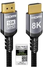 ★Sniokco 10K 8K HDMI 2.1ケーブル 0.5M、認証済み48Gbps超高速HDMI®ケーブル、0.01ms、4K 240Hz / 165Hz / 120Hz、8K 60Hz、eARC、Netflix、HDCP 2.3 / 2.2、DTS:X