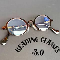 +3.0 老眼鏡 丸メガネ 眼鏡メンズレディース レオパード べっ甲 レトロ クラシック ビンテージ 丸い ラウンドオーバル 人気 お洒落ブルーライトカット 可愛い オシャレ40代50代60代 小さめ 小さい UV リーディングシニアグラスクリア PCパソコン