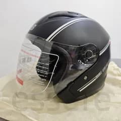 バイクヘルメット フルフェイス ヘルメット ダブルミラーデザイン オートバイ用 シールド付 ハーフ スポーティー UVカット ブラック