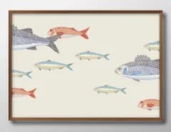 14661アンダーザオーシャン 魚 A3 サイズ ポスター アート おしゃれ 絵画 インテリア 北欧 イラスト マット紙 艶消し アートパネル 額 フレーム デザイン 壁掛け ギフト 新築祝い ディスプレイ