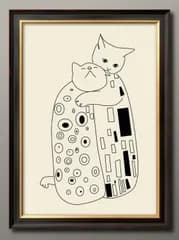 14626グスタフ クリムト オマージュ ネコ 猫 抱擁 かわいい モダン A3 サイズ ポスター アート おしゃれ 絵画 インテリア 北欧 イラスト マット紙 艶消し アートパネル 額 フレーム デザイン 壁掛け ギフト 新築祝い ディスプレイ