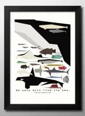 14882海洋生物 魚 水族館 学習 図鑑 A3 サイズ ポスター アート おしゃれ 絵画 インテリア 北欧 イラスト マット紙 艶消し アートパネル 額 フレーム デザイン 壁掛け ギフト 新築祝い ディスプレイ