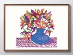 15237青い花瓶の花 A3 サイズ ポスター アート おしゃれ 絵画 インテリア 北欧 イラスト マット紙 艶消し アートパネル 額 フレーム デザイン 壁掛け ギフト 新築祝い ディスプレイ