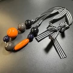 【Vintage】 Sonia by Sonia Rykiel 希少　ネックレス　紐　オレンジ＆ブラック　GT-R7
