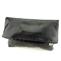 【最大30％OFF】モスキーノ MOSCHINO クラッチバッグ ロゴ ブラック ゴールド レディース 中古