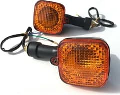 Archnote バイク ウインカー リア 角目 汎用 ウィンカー ランプ 12V ラバー ステー CT110 CG125 XL200R 2個セット (アンバー)