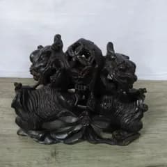 縁起物 唐獅子 置物 正月 樹脂製 練り物 アンティーク インテリア オブジェ 現状 中古 R353