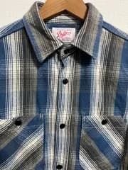 DUFFERS 日本製 厚手コットンシャツ 綿100％ M ブルー×グレー×ホワイト