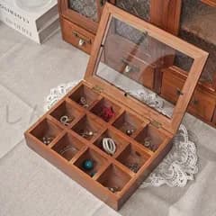 木製 ジュエリーボックス アクセサリーケース 収納ボックス ウッド ヴィンテージ 収納 アクセサリーボックス 小物入れ 仕切り付き おしゃれ