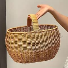 PP模擬ラタンバスケット、手編みストレージバスケット、果物や野菜のストレージバスケット、ショッピングバスケット、キッチン、ベッドルー