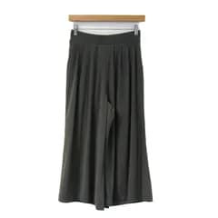 ユニクロ クレープジャージーフレアワイドクロップドパンツ 未使用 ボトムス レディース Sサイズ オリーブ UNIQLO