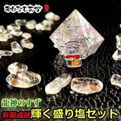龍神のすず《おはなもあな限定》盛り塩｜光龍  金箔入り お地蔵さん お守り セット ヒマラヤ水晶 セット 1年 交換不要 厄年  厄除け プレゼント 女性 ギフト 玄関 トイレ 浄化 風水  引越祝い 新築祝い 開店祝い お清め スプレー