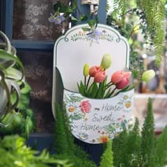 吊り下げ プランター 鉢植え 植木鉢 ぶら下げ ヨーロピアンスタイル 花柄 ホワイト ウォールプランター 金属 室内 屋内 インテリア 玄関 オ
