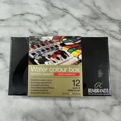 【新品未開封】TALENS　ターレンス　REMBRANDT　レンブラント　　Water colour box 　固形水彩絵具　モノピグメント　12色セット　ハーフパン　 ピュアレッドセーブル毛丸4号