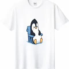 【新品】ゆるペンギンリラックスチェアTシャツ/かわいい癒し系イラスト/半袖/メンズ/レディース/ユニセックス