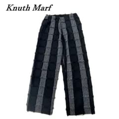 Knuth Marf クヌースマーフ fringe switching pants フリンジパンツ M ユニセックス ブラック × グレー