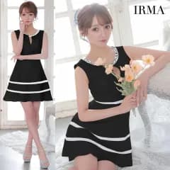【IRMA / イルマ】デコルテビジュー カットアウト ジャガード フレア ミニドレス