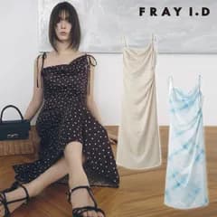 【即納】 フレイアイディー FRAY I.D ワンピース 26春夏 タックドレープキャミワンピース マキシ丈 ドット 柄 無地 fwfo261083