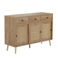 「5月20日より値上げ」全新品 キャビネット サイドボード チェストラタン調 ラタン風 引き出し付き 大容量 収納棚 リビング 収納 ローボード 収納チェスト2段 サイドボード 扉付き リビングボード 洋服 タンス 収納