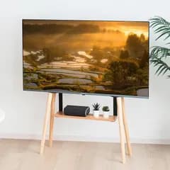 テレビスタンド ハイタイプ 壁掛 け 32～ 55インチ 対応 棚付き 高さ調整 おしゃれ 木製 自立式 壁寄せ イーゼル型 耐荷重50kg 省スペース 液晶TVスタンド 新生活 シンプル 北欧 黒 tks-trbt-s1