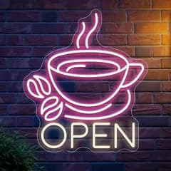 『大特価』 ビジネスウォールデコレーションCoffee Openネオン管 ネオンコーヒーサイン コーヒー コーヒーカップオープンLEDネオンサイン バーの壁装飾 カフェレストラン キッチン ショップウィンドウウェルカムサイン