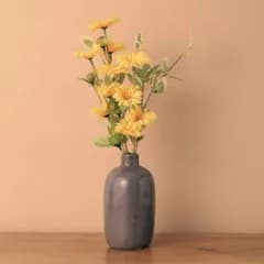 花瓶 セラミックベース 直径8.5×高さ17cm （ フラワーベース 花びん 花器 セラミック ポット 陶磁器 花入れ 生花 切り花 卓上 置き物 おしゃれ アンティーク オブジェ 花 飾る ツヤあり ）)