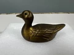 【レトロ】金属製 アヒル型オブジェ 栓抜き 金色 置物