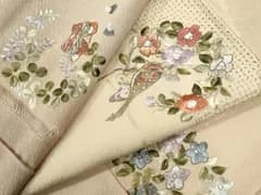 平和屋着物●中国三大刺繍　スワトウ刺繍　総刺繍　訪問着　琵琶　草花文　金糸　正絹　逸品　CABE2239yc