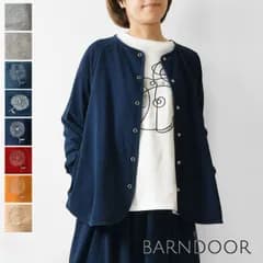 【新品】【BARNDOOR バーンドア】ドット ボタン ミニ裏毛 ・ 袖口 リブ カーディガン(1191147g)レディース 春 夏 ゆったり 北欧 アウター 羽織 ジャケット ナチュラル 服 おしゃれ コーディネート 人気 30代 40代 50代 60代