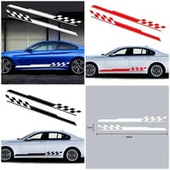 【送料無料】汎用 サイドスカートライン ステッカー 200cm×15cm 車体デカール ドア/側面用 貼付タイプ 車外アクセント 目を引く イメチェン スポーティ演出 キズ隠しにも かんたん貼付 フィット感 すっきり仕上げ 選べる色 ホワイト/ブラック/レッド