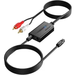 【人気商品】AUTOUTLET 192 kHz デジタル アナログ 音声変換器 1.1MRCA オスケーブル+1M 光ケーブル付き 192KHz 光デジタル to RCA 音声変換器 DACコンバーター オーディオ コンバーター 光Toslink-RCA オー