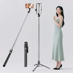 スマホ 三脚 ハンドル直径は35mmです自撮り棒 iphone 軽量 安定感があり ぐらつかない じどり棒 展開時の高さ180cm スマホスタンド 三脚 収納後31cm 360°+270°可調節 iphone & android対応 長い セルカ棒 旅行/ 1