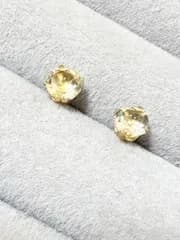 宝石質シトリンAAA 5mm ラウンドファセット ピアス K18メッキ サージカルステンレス