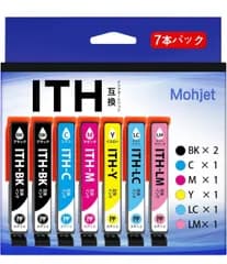 【Mohjet】互換品 ITH-6CL 6色パック+ ITH-BK (計7本) エプソン用 ITH イチョウ インク 増量タイプ EPSON対応機種 EP-709A EP-710A EP-711A EP-810AB EP-810AW EP-811AB