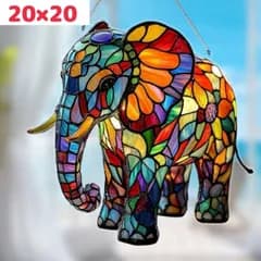 サンキャッチャー ステンドグラス風 象　ウォールアート　インテリア 壁掛け　新品