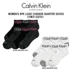 Calvin Klein(カルバンクライン)ck レディース ソックス 靴下 6足組 クォーター丈 クッション ロゴ ワンポイント アソート 女性用 CVW213QT01