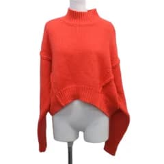 スライ SLY ニット セーター FREE オレンジ 長袖 クロップド丈 タートルネック ドロップショルダー /PP ■GY58