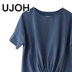 UJOH ウジョー ブルー レディース トップス Tシャツ 半袖 カットソー ドローストリング ドロスト 裾変形 ドローコード カジュアル 大人カジュアル【サイズ2】Mサイズ相当 0001246OC
