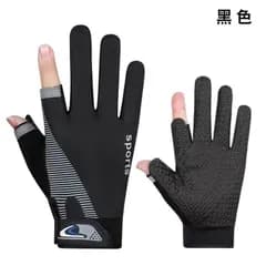 夏用　釣りグローブ　釣り手袋　登山手袋 夏用 登山グローブ トレッキンググローブ スマホ対応　滑り止め フィンガーレス　男女兼用　フリーサイズ　色：ブラック