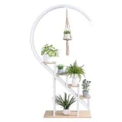 新品 不二貿易 フラワースタンド ハンギング 屋内 ディスプレイラック 4段 幅95×奥行35×高さ173cm ホワイト 生活雑貨 小物収納 ハート型 63758