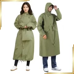 【新品】 [Verdure] 防水レインコート, ユニセックス, 軽量TPUラミネート加工, ベージュ, フード付き, 通勤通学用, 二重留め具, 高い撥水性, 防風性 (アーミーグリーン, Ｌ) 1