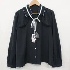 Availレース襟 長袖フリルシャツ 4Lサイズ ブラック 黒 大きいサイズ 地雷系 量産系 アベイル タグ付き 未使用