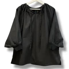 mochi モチ dolmansleeveblouse ms-22-b-01 綿混 絹混 袖リブ綿100% 日本製 ブラック 黒 size2 レディース 春 ゴーゴー古着マルイ北千住店 草3694