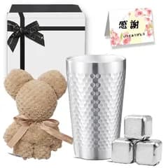 【新品】 タンブラー 結婚祝い プレゼント 父の日 母の日 両親 女性 男性 母親 父親 誕生日 おしゃれ 可愛い くまちゃんタオル アイスキューブ 溶けない氷 結婚記念日 プレゼント 保温保冷 ステンレス 二重構造 真空断熱 お酒 コップ ビアカップ ビ 0