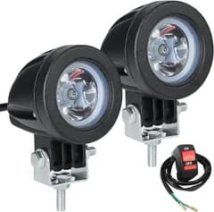 SENJWARM 2個 LED作業灯 12V 24V 小型 汎用 スポット ライト セット バイク CREE 丸型 ヘッドライト フォグランプ ワークライト 防水 10W オートバイ/機械/自動車/トラック用品 車外灯 スイッチ付き (ホワイト)