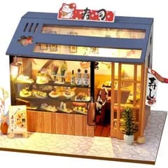 【新商品】猫寿司屋 ミニチュアドールハウス LEDライト付き DIYキット 和風 インテリア 日本風 寿司屋模型