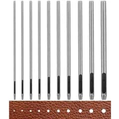【特価セール】0.5mm/0.8mm/1mm/1.2mm/1.5mm/2mm/2.5mm/3mm/3.5mm/4mm 10サイズ ハトメ抜き 丸形 円型 スチール製 打ち具 革 穴あけ道具 中空 ベルトポンチ 穴あけポンチ 工具穴あけポンチ セット ベルト 財