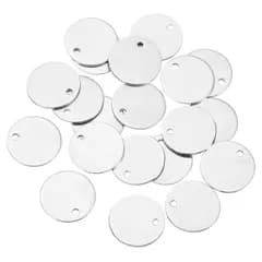 uxcell 304ステンレス スチールプレート ネームタグ 刻印可能 円形 ペンダント メタルチャ ーム 40個 直径15mm 金属チャ ーム 穴付き アクセサリーパーツ IDタグ 飾り物 手芸 垂れ飾り 首輪用 DIY用品 シルバートン